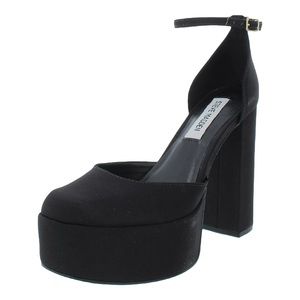 STEVE MADDEN BLACK SATIN AGATA PLATFORM HEELS SIZE 7